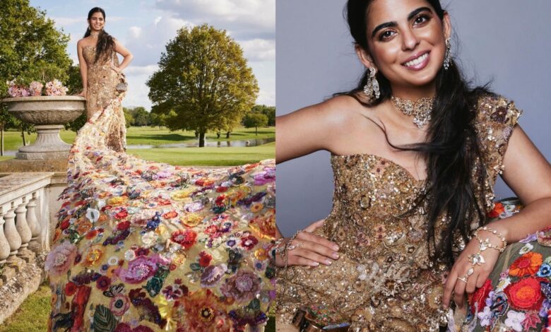 Isha Ambani adds 'floral' touch to Met Gala in Rahul Mishra's sari gown