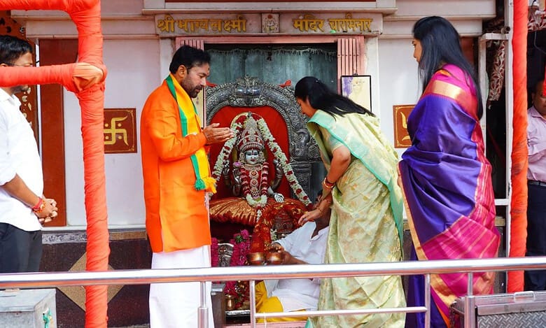 Kishan reddy in Bhagyalakshmi temple