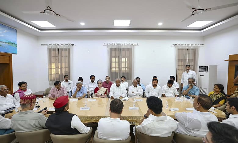 At INDIA bloc meeting, Kharge welcomes ‘all parties with similar values’