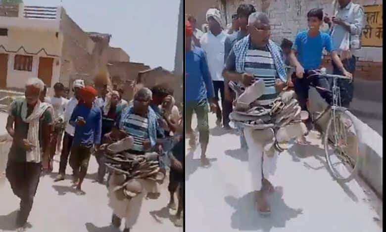 On camera, elderly Dalit man paraded with shoe garland in UP; 5 held