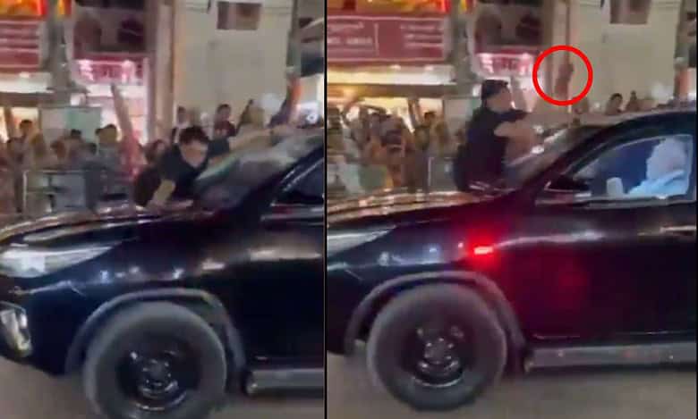 Video: Slipper hurled at PM Modi's car in UP's Varanasi
