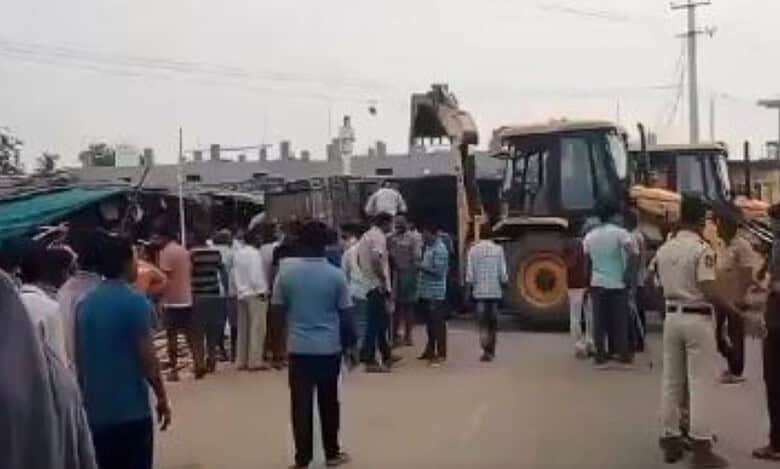 Two persons die in Gudur mandal headquarters of Mahabubabad district on Friday, when a truck carrying a load of bamboo sticks accidentally mows down the crowd waiting for a bus.