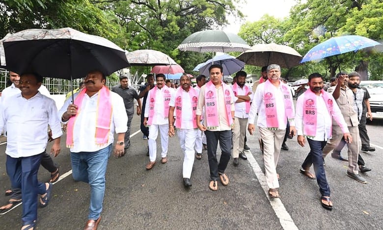 KTR, BRS legislators complain to Telangana Guv on defections, Congress' promises