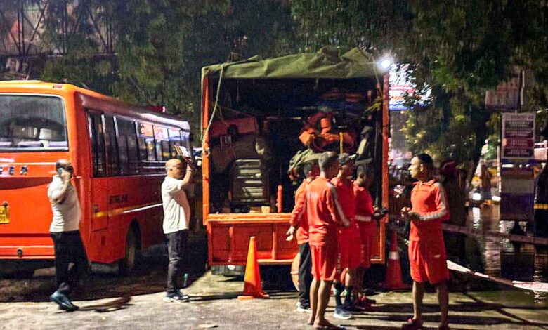 New Delhi: Rescue operation underway for missing students after a nearby drain burst caused flooding at the basement of a UPSC coaching centre, in Delhi�s Old Rajendra Nagar, Saturday,