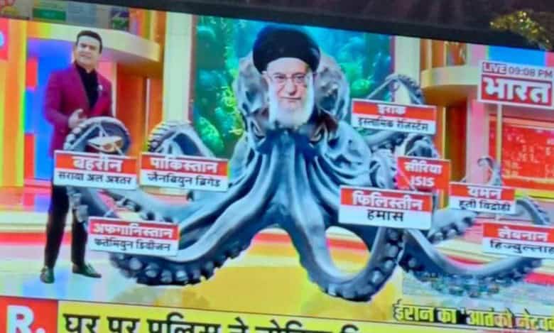 Republic Bharat faces backlash over ‘offensive’ octopus depiction of Ayatollah Khamenei