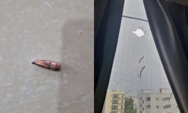 Bullet shatter glass of apartment window in Hyderabad