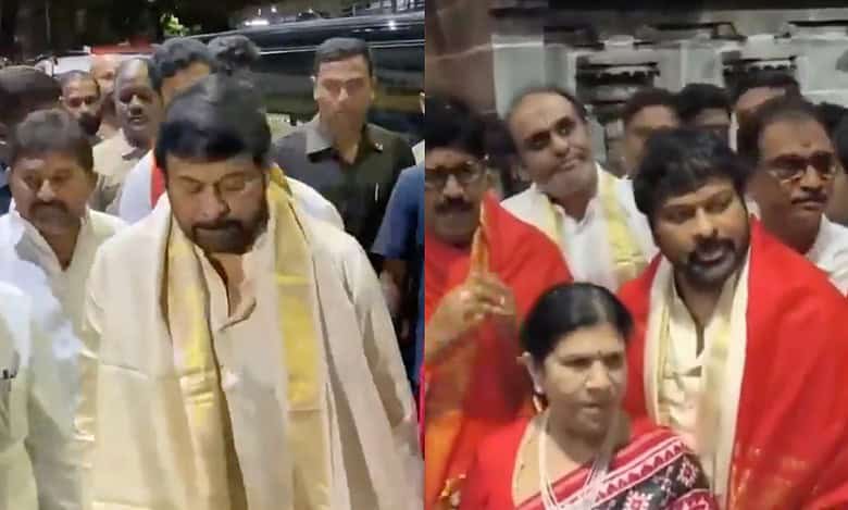 Chiranjeevi and wife Surekha offer prayers at Tirumala on his birthday