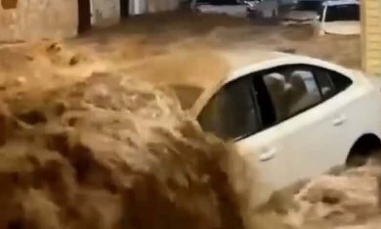 Watch: Historic floods hit Madinah, cars swept away