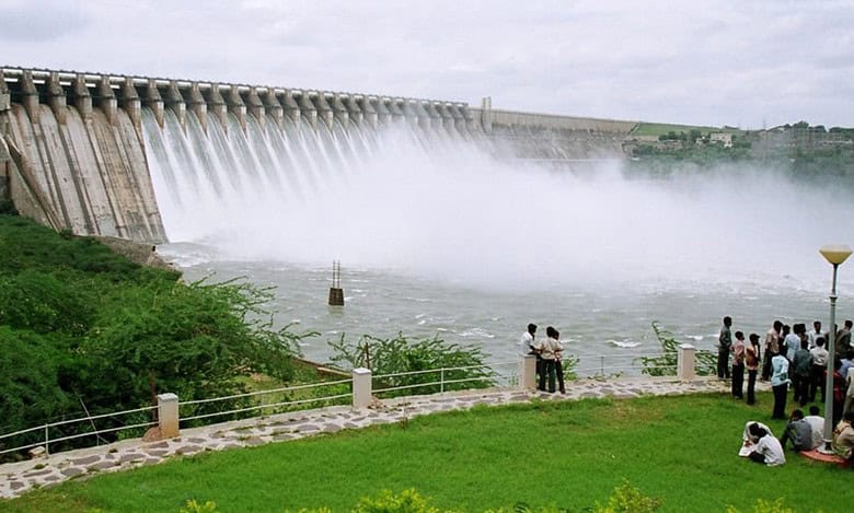 Fourteen crest gates of the project opened releasing 1.48 lakh cusecs into Krishna River downstream.