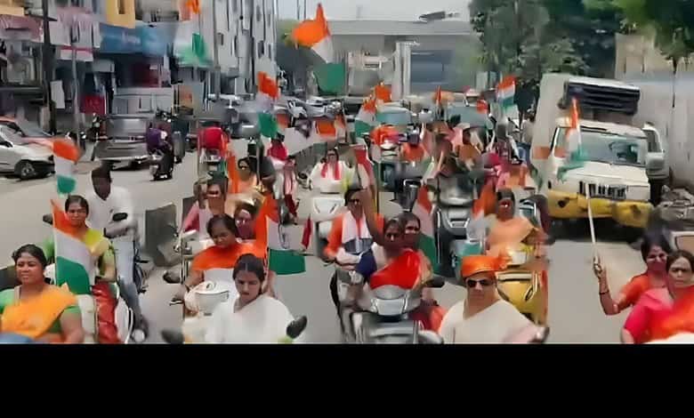 BJP holds Har Ghar Tiranga Scooty Rally in Hyderabad