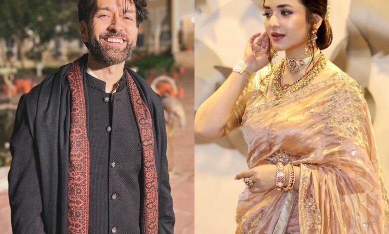 Yumna Zaidi's saree look at Tere Bin event leaves Nakuul Mehta smitten