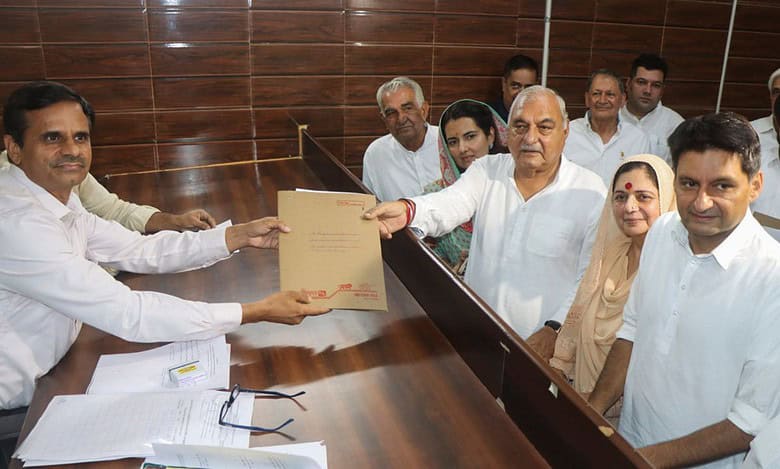 Bhupinder Hooda file nominations for Haryana assembly elections