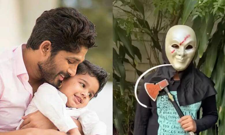 Allu Arjun’s son Ayaan takes his ‘Pushpa’ axe for Halloween