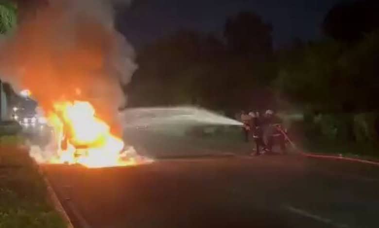 Car catches fire on the way from RGI Airport to Hyderabad