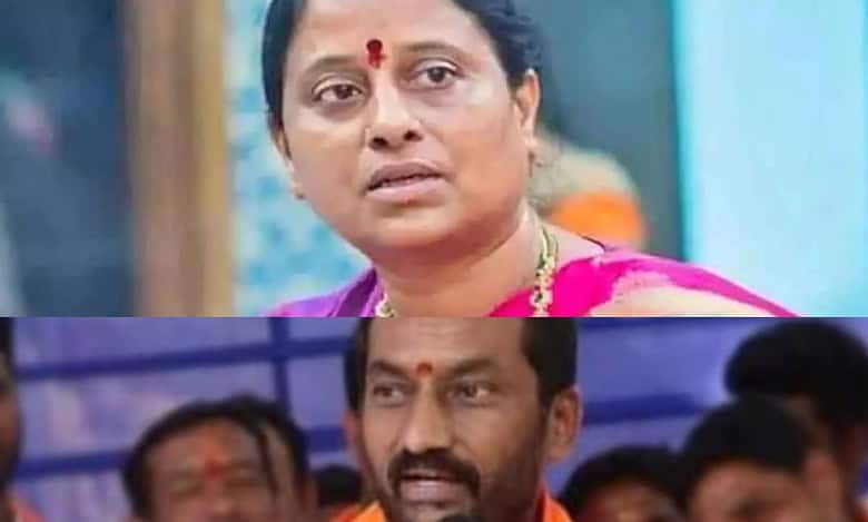 Two arrested for allegedly morphing pics of MP Raghunandan and minister Konda Surekha .