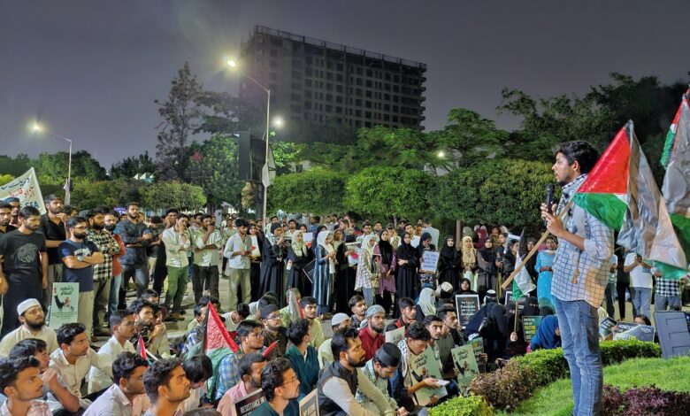 Hyderabad: MANUU students hold solidarity march for Palestine