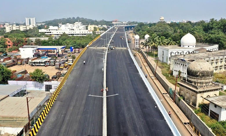 Aerial view of Aramghar Zoo Park Flyover in Hyderabad