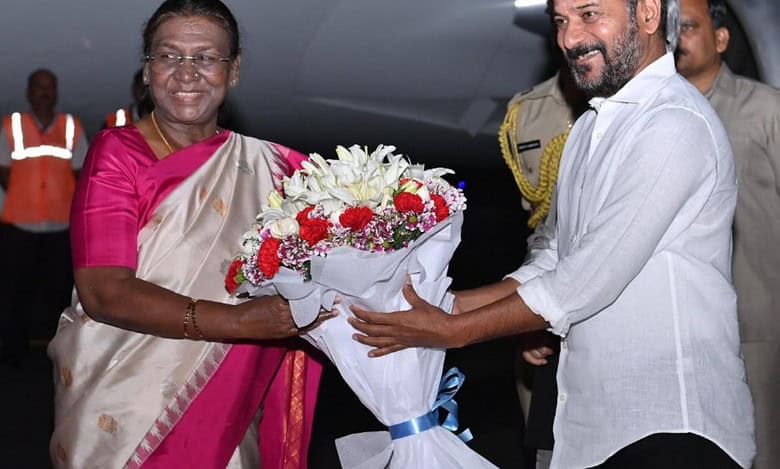 Prez Droupadi Murmu arrives at Begumpet Airport in Hyderabad