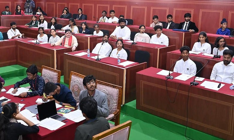 Students hold mock Assembly in Hyderabad on Children’s Day