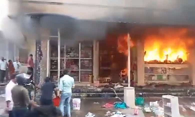 Fire guts textile shop in Hyderabad's Attapur