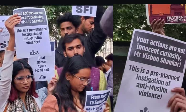 Jamia Millia, JNU students protest Sambhal killings, demand justice