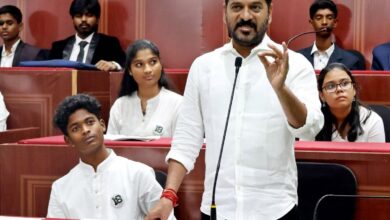 Students hold mock Assembly in Hyderabad on Children’s Day.