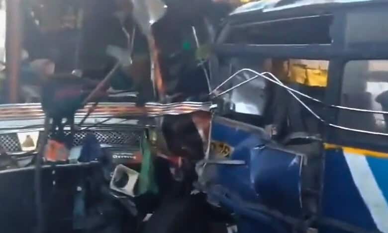 RTC bus rammed by a lorry in Narayanpet