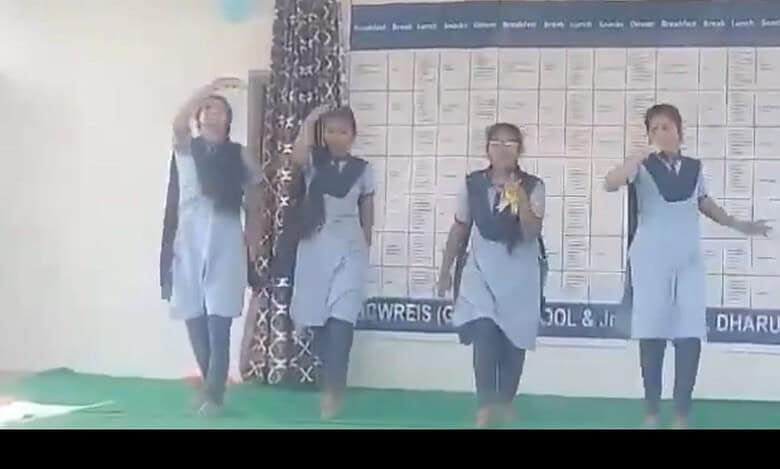 Telangana schoolgirls dance to song praising Revanth Reddy.