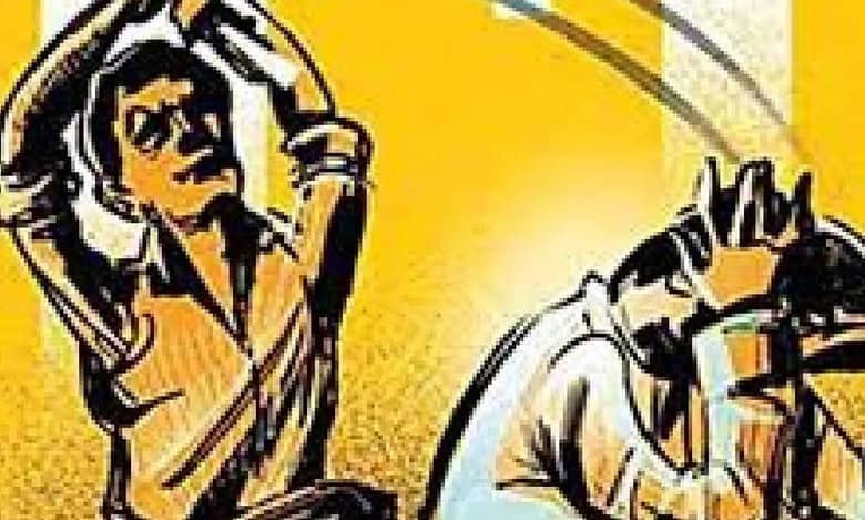 illustration showing Hyderabad school student attacking a teacher