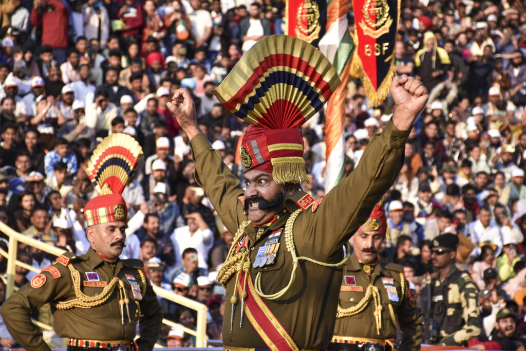 Beating Retreat ceremony at Attari border