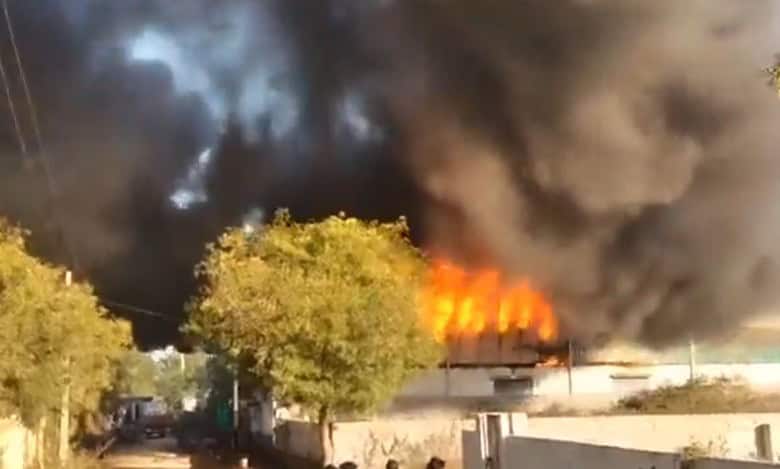 Massive fire breaks out in EV Warehouse in Hyderabad's Uppal
