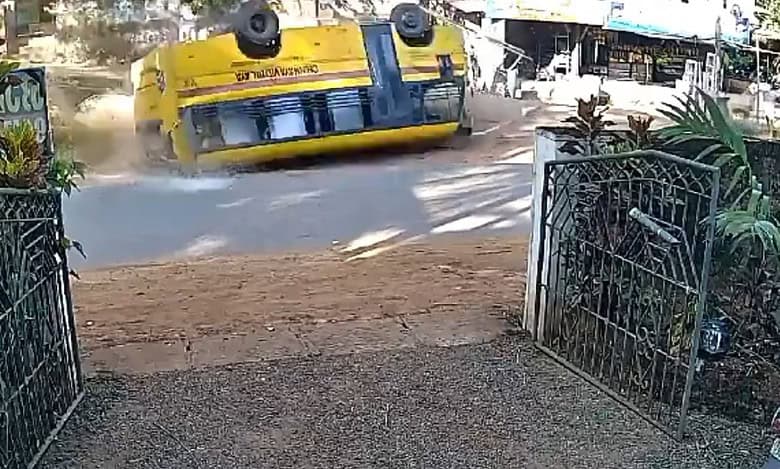 School bus overturned in Kerala's Kannur