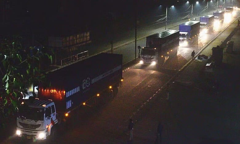 Container trucks transporting toxic waste from the Union Carbide factory to the Pithampur Industrial Waste Management Facility.