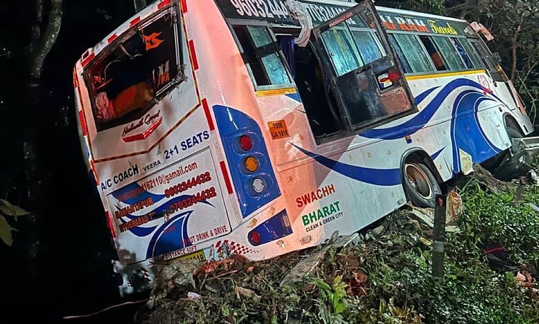 Bus carrying Ayyappa devotees from Old City of Hyderabad meets with accident.