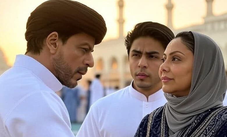AI generated images of Shah Rukh Khan, Aryan and Gauri Khan
