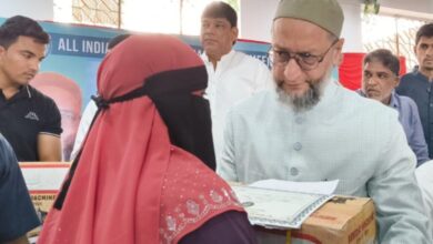Asaduddin Owaisi distributes free sewing machines to Hyderabad women