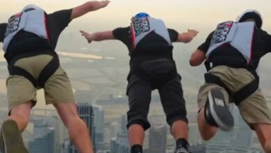 Sheikh Hamdan shares video of 31 athletes jumping from Burj Khalifa