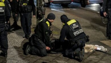 Berlin Holocaust Memorial stabbing suspect being arrested by the police. (Photo: AP)