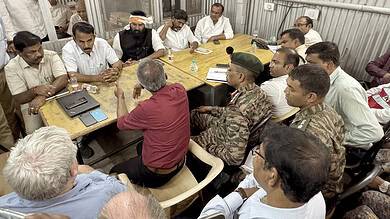 Telangana SLBC tunnel rescue meeting.