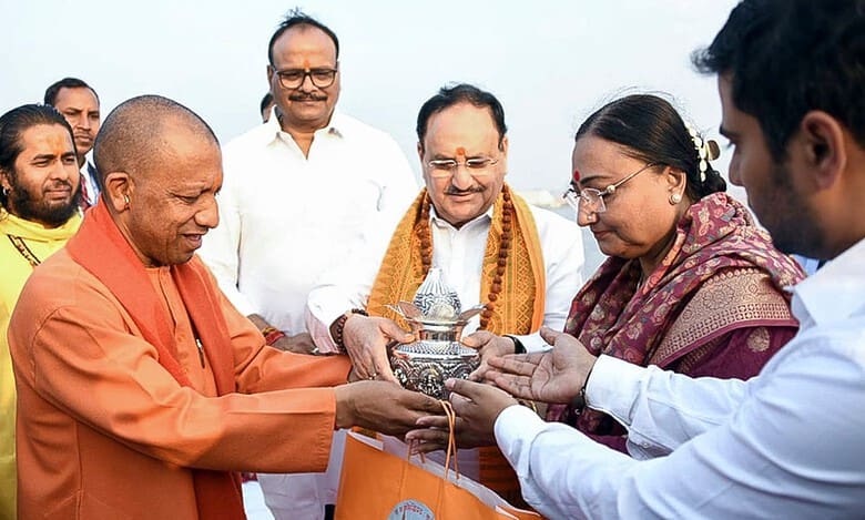 Maha Kumbh: BJP chief Nadda, family take dip at Sangam
