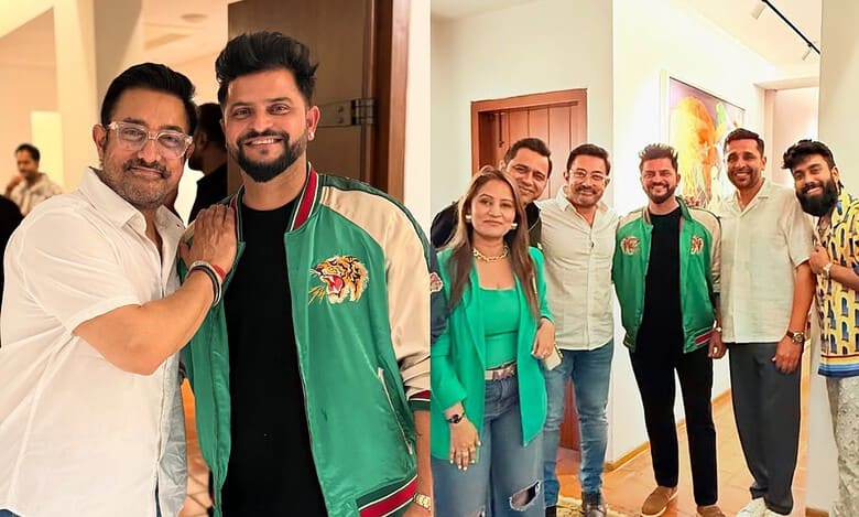 Suresh Raina enjoys a fanboy moment with Aamir Khan