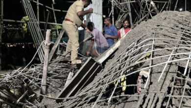 Under construction building of the administration's office in University of Hyderabad collapses on Thursday evening.