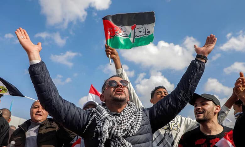 Palestinians protest against Trump
