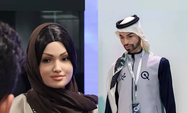 Watch: Saudi’s first humanoid robots Sara, Muhammad joins Riyadh media expo