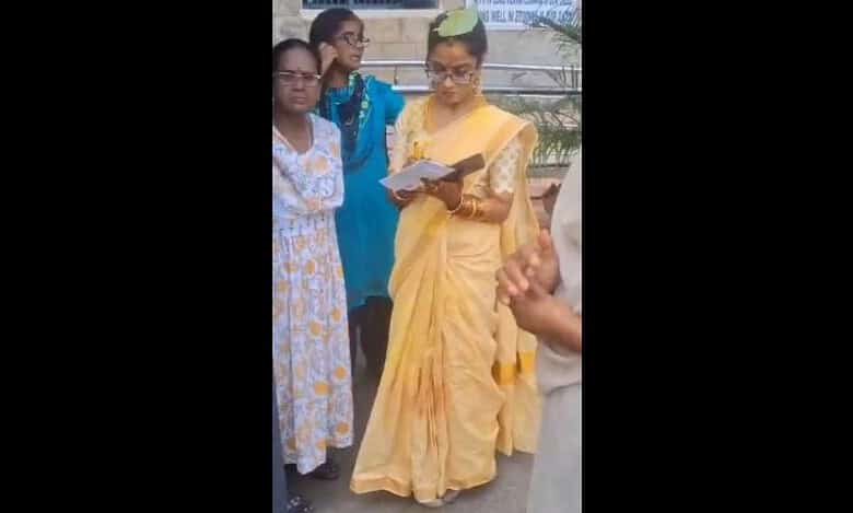 Video: Woman attends exam in wedding attire