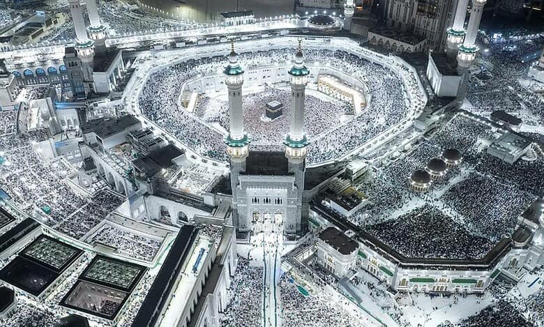 Grand Mosque of Makkah aerial view from a skyscraper