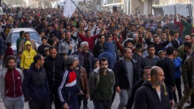 palestinian masses protesting against Hamas