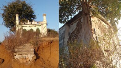 Seventeenth Century mosque of Qutub Shahi era in a dilapidated condition in Salandri village of Siddipet district.