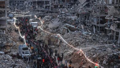 Gaza's first day of Ramadan amidst the rubble of a residential area in Rafah, Gaza