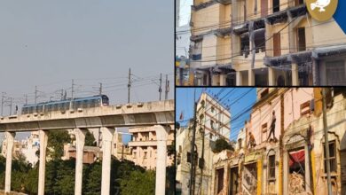 Image of ongoing Hyderabad Metro rail works.